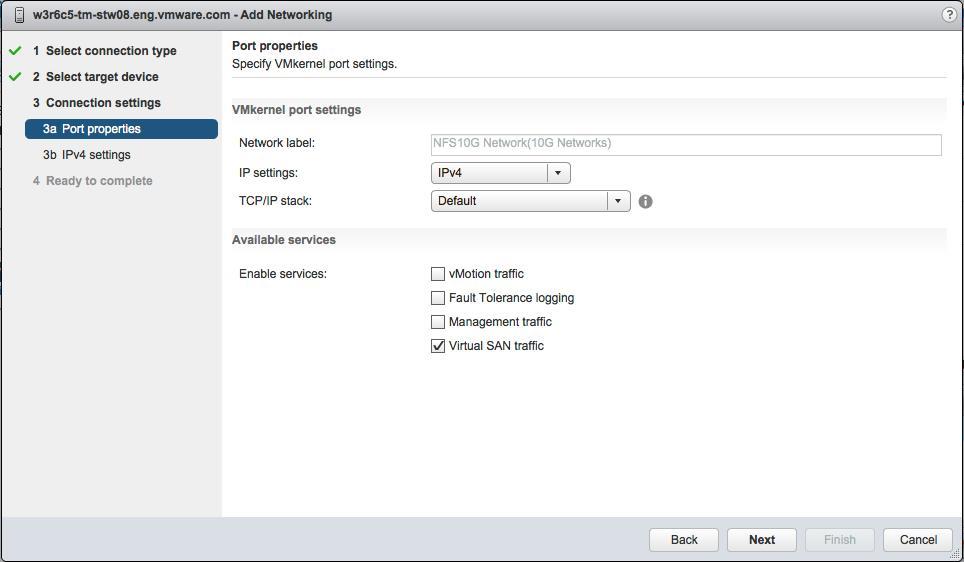 Configure Network Configure the new dedicated Virtual SAN
