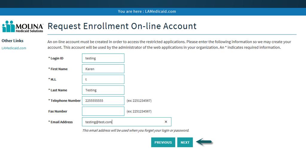 Users must complete the Registration Verification screen by entering their Physical Address Information from the Enrollment Packet in the provided fields and click the Next button to
