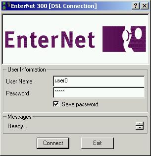 7-7 A Connection dialog will open. Click Connect. 7-8 Double-click on the EnterNet icon in the system tray (next to the clock, in the lower-right corner of your screen) and select Disconnect.