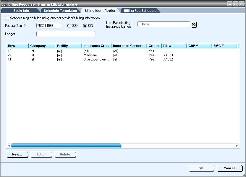 RelayHealth EDI 12 Plug-in Installation and Setup 4 Select the Billing Identification tab.
