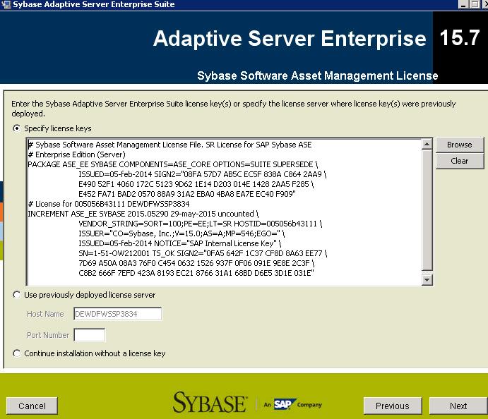 In the above example, we generated a license for Runt Time server SR Licnese for SAP Sybase ASE Enterprise Edition 9. Click Next 10.