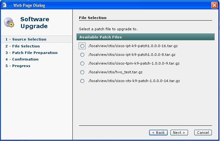 Chapter 3 Software Upgrade Step 4 The Patch File Preparation window