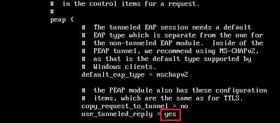 12. Edit EAP profile located in /etc/freeradius/eap.