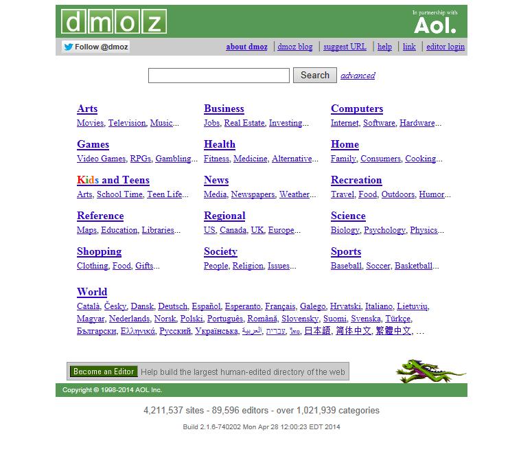 Some common directories include the following: Open Directory Project Virtual Library Yahoo Directory www.dmoz.org vlib.org dir.yahoo.