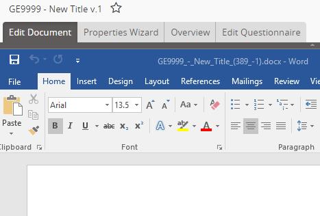 Edit Document Content and Properties 1. Edit document content using Word: o Select existing document and Create New Version from top menu.