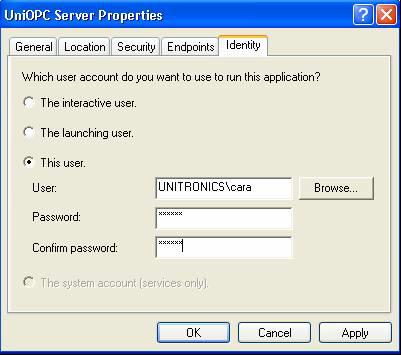 UniOPC Server - DCOM 10.