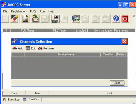 Using UniOPC Server To use UniOPC Server, you first define a communication channel list. Next, you define the PLCs you want to access with UniOPC Server, and then click Run to enable UniOPC Server.