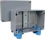 For the installation of DIN rail mounted devices. With two brass glands PG 11. With four plastic glands M20 x 1.5, sealable, pressure compensating membranes.