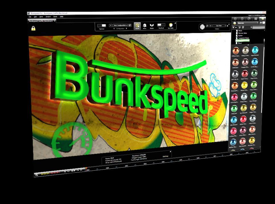 GPU Benchmark We chose Bunkspeed PRO Suite 2012 with the Graffiti workload as a GPU benchmark for HP s Z