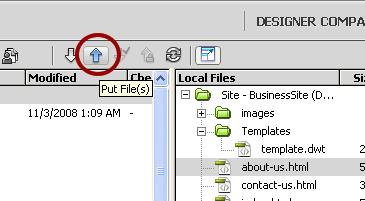 To copy the files from your local computer to the remote host, simply select them in the right panel and click the Put Files icon Put all the files on the remote server (you don t