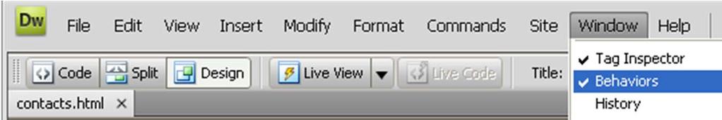 html in Dreamweaver CS4, while you see the contact form as below: Click on the Name box as seen above, now look