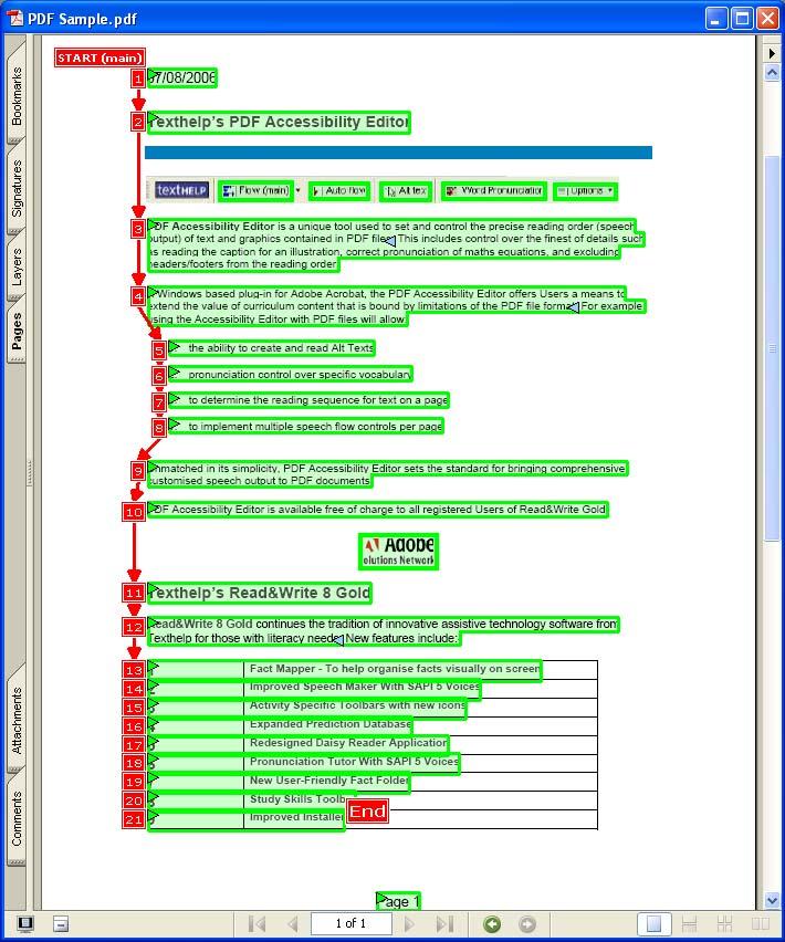 Using the PDF Accessibility Editor Read&Write 9 Figure 23-15 Main document flow (2) 6. To see the effect of this change click on the button and then click on the date.