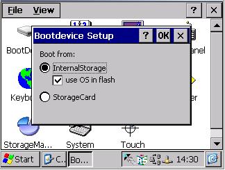 5. Operation from the Internal Flash or SD-Card MICRO PANEL XV-102 3.5" Open the icon BootDevice with a double click!