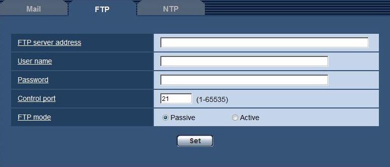 Configure the settings relating to the FTP server [FTP] Click the [FTP] tab on the "Server" page.
