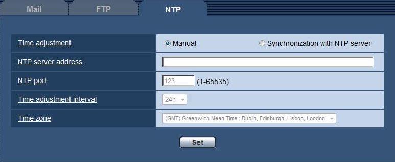 Configure the settings relating to the NTP server [NTP] Click the [NTP] tab on the "Server" page.