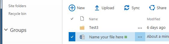 Sharing a file with a colleague in OneDrive 1. Create the file with OneDrive. 2. Click to the left of the file to select it and click Share at the top 3.