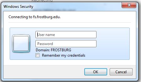 Type in your Frostburg e-mail address and click on the password box you will be redirected to another site Type your FSU e-mail