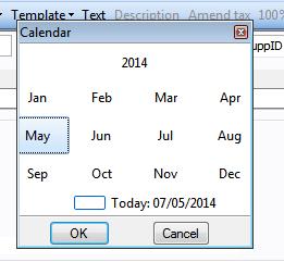 Calendar function Double clicking on a date field produces a calendar