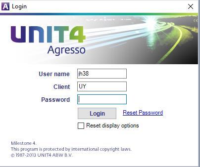 1 Desktop Enter your Agresso User Name and Agresso Password into the relevant fields.