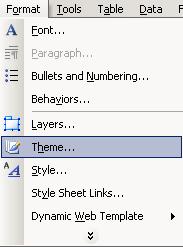 pages. Open a web page and select Format Theme from the menu bar.
