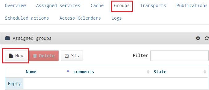 To assign user groups you need to go to service pools, select the "Groups"