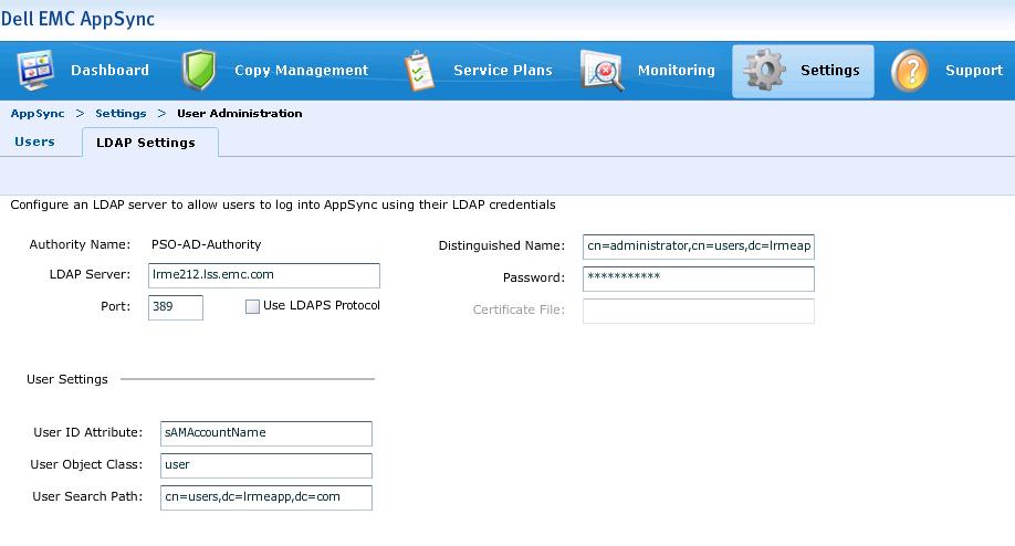 HOW TO REGISTER AN LDAP SERVER WITHIN APPSYNC In the AppSync console, go to Settings -> User Administration.