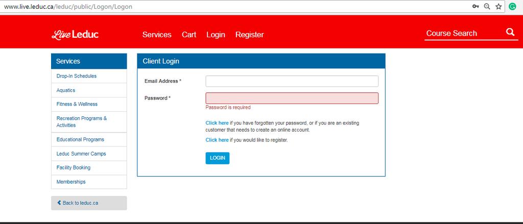 Fill out the Customer Details page and click REGISTER. Step 2: If you clicked on the LOGIN button you will be taken to the screen below.