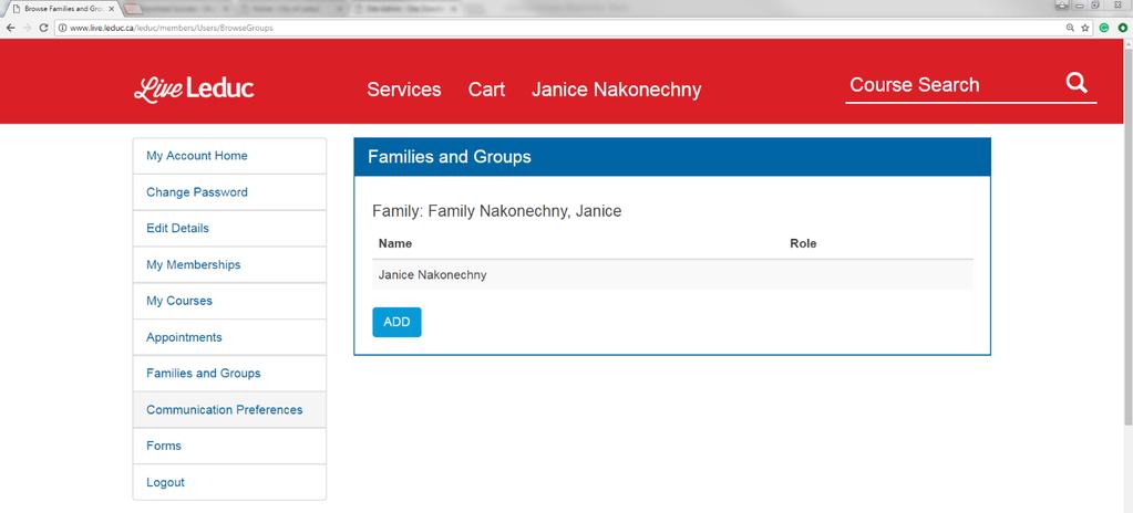 Step: 4: Once Logged in, click Families and Groups on the left side. Check to make sure everyone in your family is present.