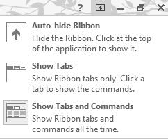 There is also a Quick Access Toolbar above the Ribbon. This toolbar can be customised by clicking the drop-down arrow and adding any of the options.