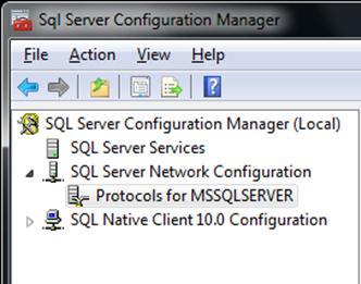 10. Launch the SQL configuration manager to set the SQL protocols.