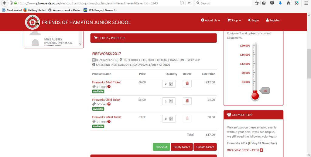 STEP 4: CHECKOUT Once you have selected the number of tickets you require and updated the basket, the screen will refresh and a checkout option (green