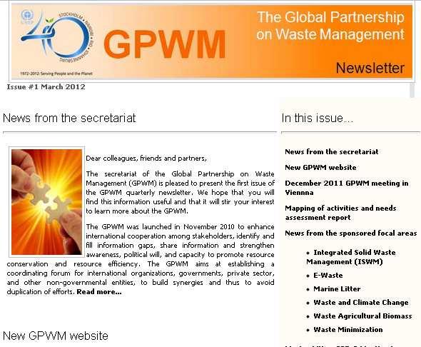 unep.org/gpwm Newsletter: