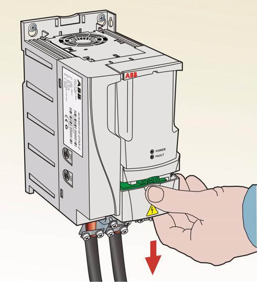 Electrical installation 17 Connection procedure 1. Remove the terminal cover by simultaneously pushing the recess and sliding the cover off the frame. 2.