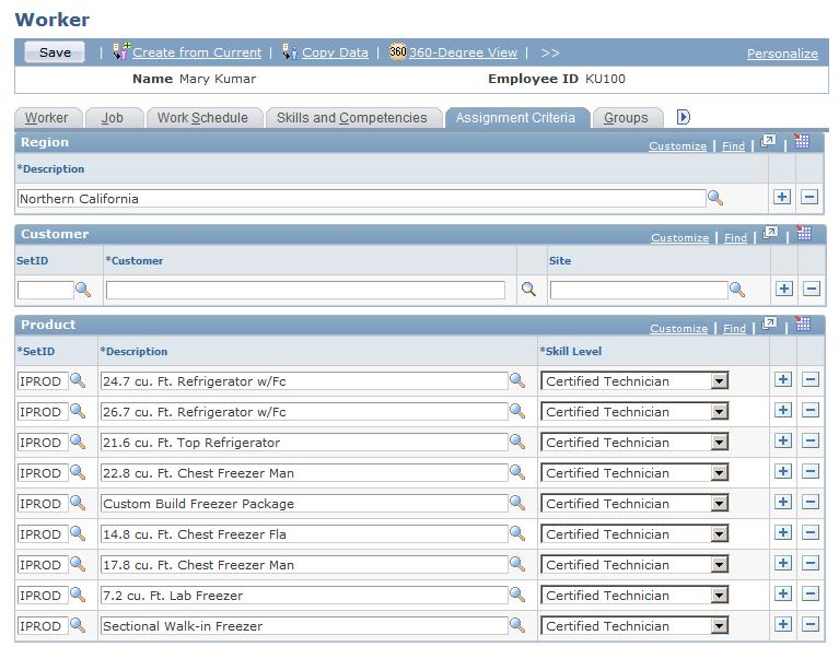 Defining Workers Chapter 12 Navigation Select the Assignment Criteria tab from any page in the Worker component.