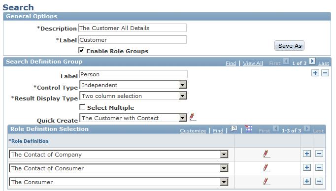 Setting Up Business Object Search and Quick Create Chapter 15 Navigation Set Up CRM, Common Definitions, Customer, BO Search, Search, Search Image: Search page