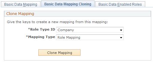 Chapter 3 Defining Control Values for Business Objects Navigation Set Up CRM, Common Definitions, Customer, Basic Data Mapping, Basic Data Mapping Cloning Image: Basic Data Mapping Cloning page This