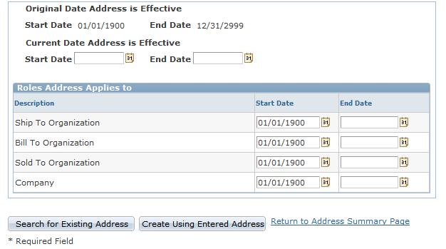 Defining Name and Address Information for Business Objects Chapter 4 Image: Update Address page (2 of 2) This example illustrates the fields and controls on the Update Address page (2 of 2).