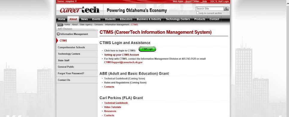 Sign in to CTIMS Application To access CTIMS, go to https://www.