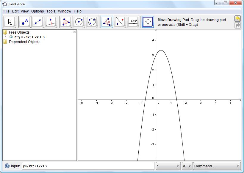 GeoGebra Interface The GeoGebra basic interface is divided into three sections: Input bar, Algebra View, and Graphic View. ALGEBRA VIEW: Show and edit all the created objects and functions.