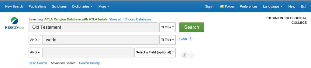 This page allows you to search within particular fields (or several different fields at once) by clicking on the dropdown menu and selecting the field you wish to search within.