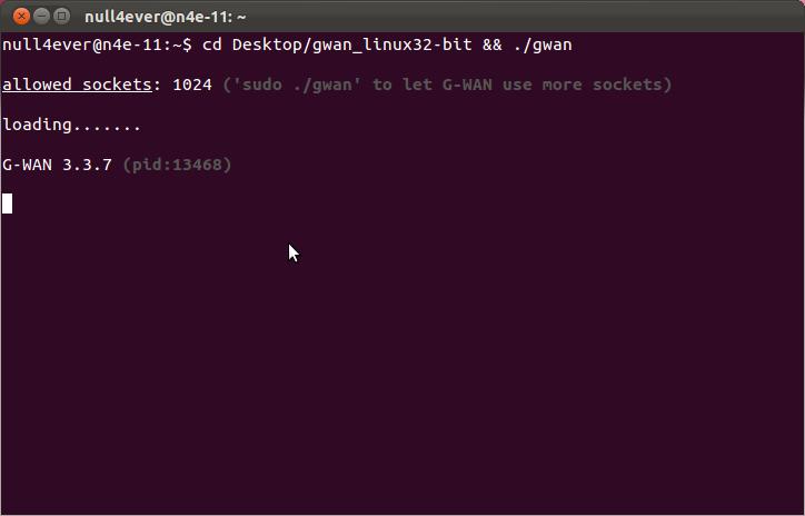 Yes, we re going to use a command line! Type: cd Desktop/gwan_linux??-bit &&./gwan where?