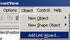 How do I add a scene navigating Bitmap Button? 1. Click Add Link Wizard from the Object menu.