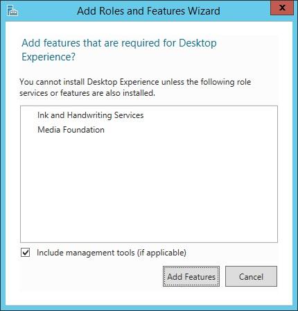 If you installed Windows Server as a Server Core installation, Desktop Experience is not yet installed on your server.