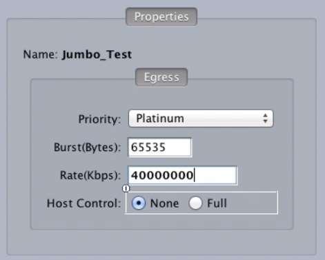 Condor for UCS Figure 2-3: QOS policy 3. Enter a Name. 4. Select Platinum as the Priority. 5. Enter 65535 in the Burst(Bytes) text box. 6. Enter 40000000 in the Rate(Kbps) text box. 7.