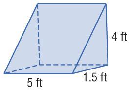 Find the volume of the triangular prism. A. 33.5 ft 3 B.