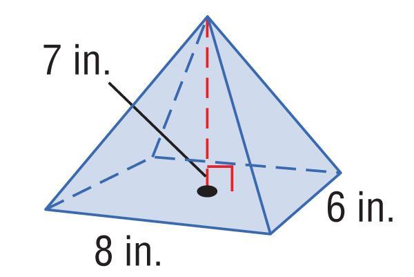 Find the volume of the pyramid. Round to the nearest tenth if necessary. A.