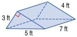 B. Find the lateral area and the surface area of the triangular prism. A. lateral area, 19 ft 2 ; surface area, 31 ft 2 B.