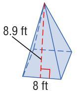 Surface Area of a Pyramid Find the surface area of the square pyramid.