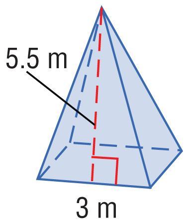 Find the surface area of the square pyramid. A. 16.5 m 2 B.