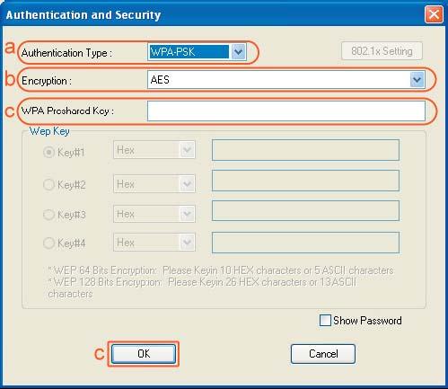 the function). b. Encryption: Select [TKIP] or [AES].(Same as AP) c.